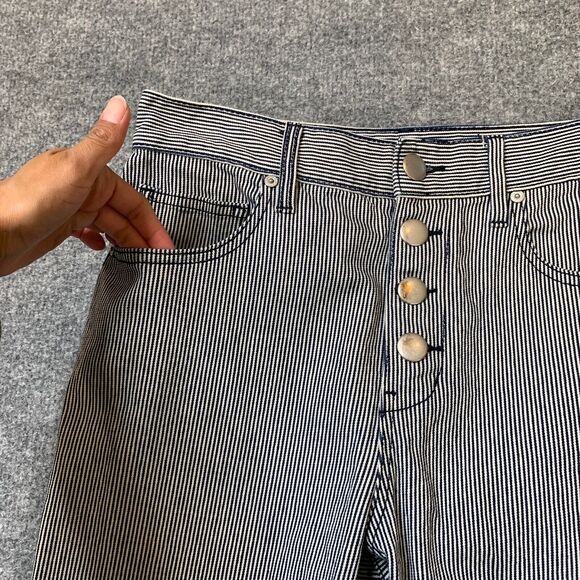 Joie Pants Womens 28 Multi Stripe Aerindis Straight Button Fly Pockets Cropped - Picture 3 of 11